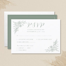 Elegant Botaniskt monogram Sage Grönt Bröllop OSA Kort