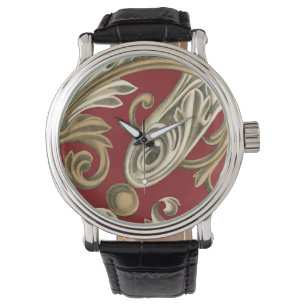 Elegant Botaniskt Motif med Tan Foliage Armbandsur