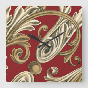 Elegant Botaniskt Motif med Tan Foliage Fyrkantig Klocka