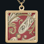 Elegant Botaniskt Motif med Tan Foliage Guldpläterat Halsband<br><div class="desc">Ett Ethan Harper-original som har brunt i en röd bakgrund. Denna elegant botaniska motiv skulle vara en underbar gåva till alla som njuter av djärvt färg!</div>