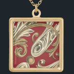 Elegant Botaniskt Motif med Tan Foliage Guldpläterat Halsband<br><div class="desc">Ett Ethan Harper-original som har brunt i en röd bakgrund. Denna elegant botaniska motiv skulle vara en underbar gåva till alla som njuter av djärvt färg!</div>