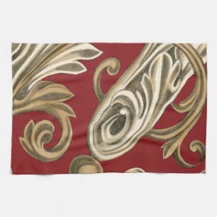 Elegant Botaniskt Motif med Tan Foliage Kökshandduk