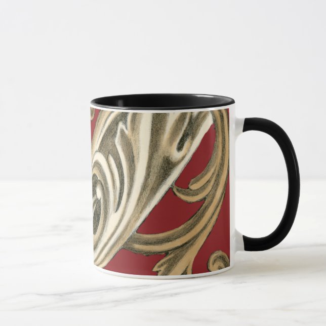 Elegant Botaniskt Motif med Tan Foliage Mugg (Höger)