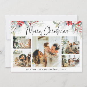 Elegant Botaniskt och fotopaket Röd jul Julkort