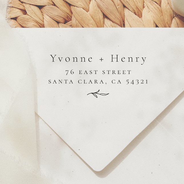 Elegant Botaniskt Par Returadress Självfärgande Stämpel (Skapare uppladdad)