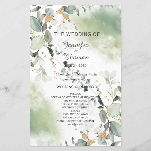 Elegant Botaniskt program för eukalyptus Greenery (Framsida)