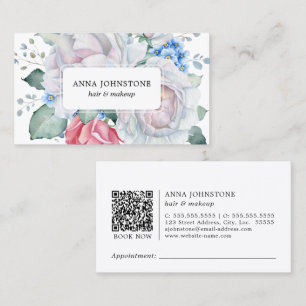 Elegant Botaniskt QR-nummer Möte Visitkort