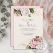 Elegant Botaniskt Ro Rosa Blommigt Cream Bröllop
