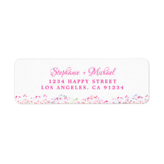 Elegant Botaniskt Rosa Greenery lövs Returadress Etikett