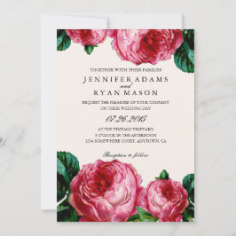 Elegant Botaniskt Rosa Watercolor Bröllop Inbjudningar