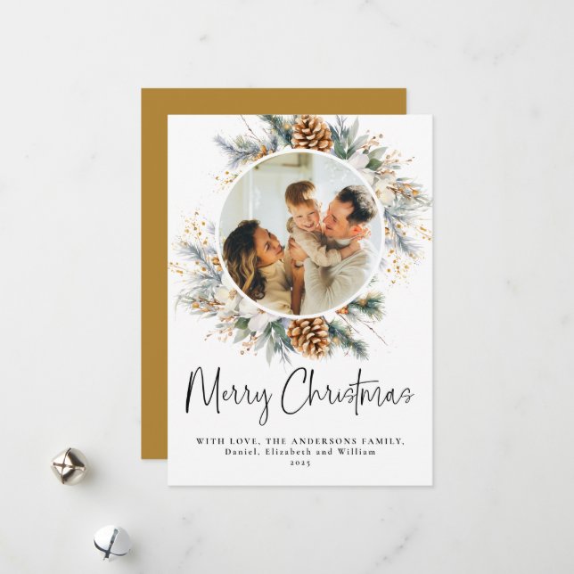 Elegant botaniskt typografi | 1 Fotojul Julkort (Fram/Back In Situ)