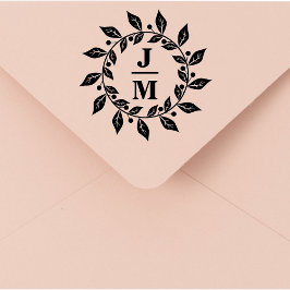elegant botaniskt utandningsmonogram bröllop stämpel