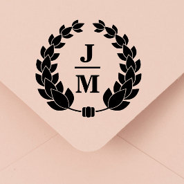 elegant botaniskt utandningsmonogram bröllop stämpel