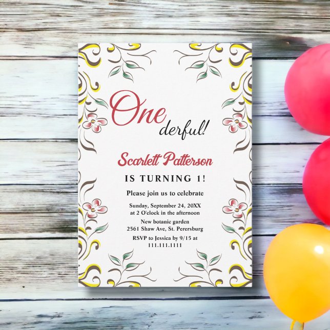 Elegant Botaniskt vattenfärgad Blommigt 1:a födels Inbjudningar (Skapare uppladdad)