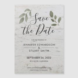 Elegant botaniskt vattenfärgsfoto löv bröllop magnetisk inbjudningskort