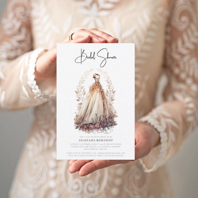 Elegant Botaniskt vit Möhippa Inbjudningar (Skapare uppladdad)