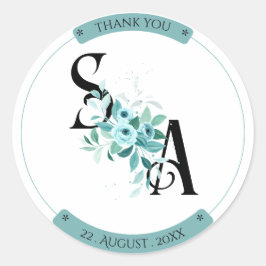 Elegant bouquet Watercolor Blommigt bröllop dekal Runt Klistermärke