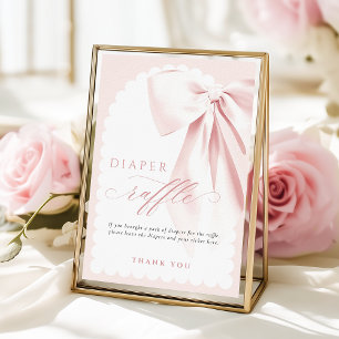 Elegant Bow Baby Shower Blöja Lotteri Bordsskylt Poster