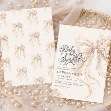 Elegant Bow Baby Sprinkle Floral Girl Baby Shower