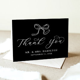 Elegant Bow Black and White Bröllop Tack Kort