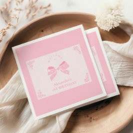 Elegant Bow Blommigt Finare ONE Girl 1st Birday Pappersservett