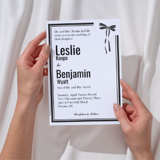 Elegant Bow-bröllopsinbjudan Inbjudningar