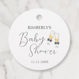 Elegant Bow Champagne Sip & See Baby Shower Gåvor Etiketter