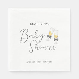 Elegant Bow Champagne Sip & See Baby Shower Pappersservett