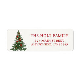 Elegant Bow Christmas Tree Address Label Returadress Etikett