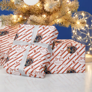 Elegant Bow Familjefoto Jul - Röd Presentpapper