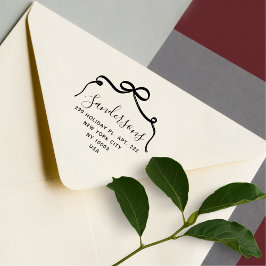 Elegant Bow Family Namn-skript, Returadress Stämpel