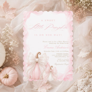 Elegant Bow Flicka Baby Höst Pumpa Baby Shower Inbjudningar
