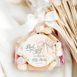 Elegant Bow Floral Baby Shower Thank You  Runt Klistermärke