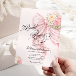 Elegant Bow Floral Blush Pink Bridal Shower  Inbjudningar