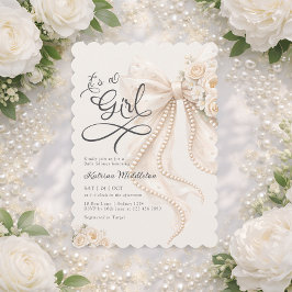 Elegant Bow Floral Det är en tjej Baby Shower Inbjudningar