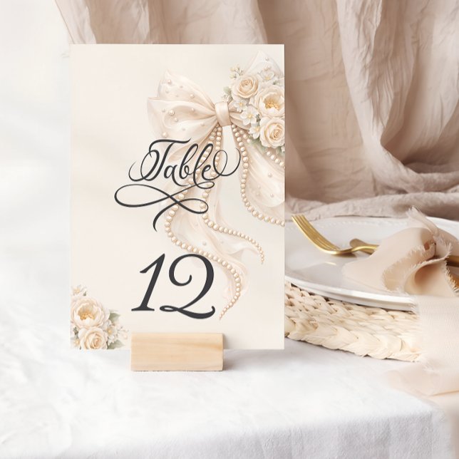 Elegant Bow Floral Table Number (Skapare uppladdad)