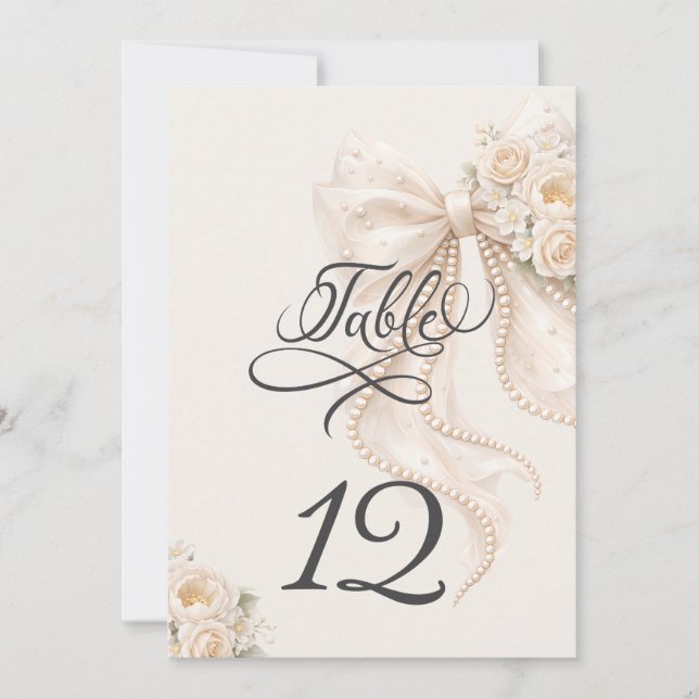Elegant Bow Floral Table Number Inbjudningar (Framsida)