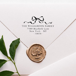 Elegant Bow God Jul Familj Returadress Stämpel