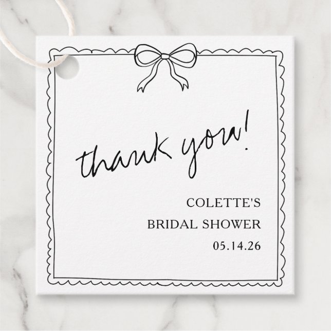 Elegant Bow Handritade Bröllopsfest Tacksamhet Gåvor Etiketter (Framsida)