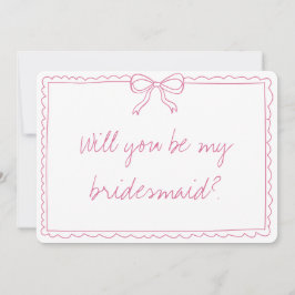 Elegant Bow Handwritten Pink Bridesmaid Proposal Kort