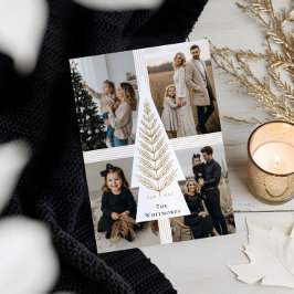 Elegant Bow presenterar Evergreen Träd Photo Colla Julkort