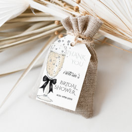 Elegant Bow Prosecco Bröllopsdusch Tack Presentetikett
