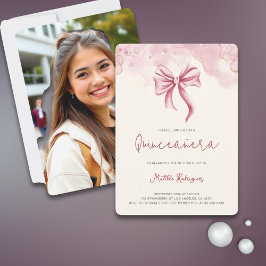 Elegant Bow Quinceañera Photo Födelsedagsfest Inbjudningar