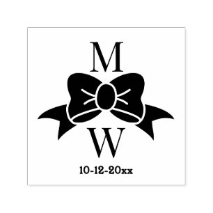 Elegant Bow Ribbon #3V Brudpar Initialer Dt Självfärgande Stämpel