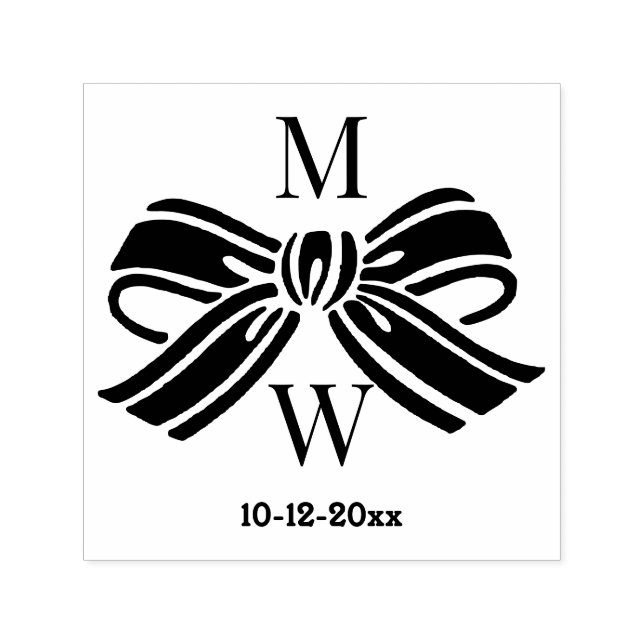 Elegant Bow Ribbon #5 Bröllop par Initialer Dt Självfärgande Stämpel (Design)