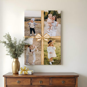 Elegant Bow & Ribbon Present Family Photo Collage Canvastryck