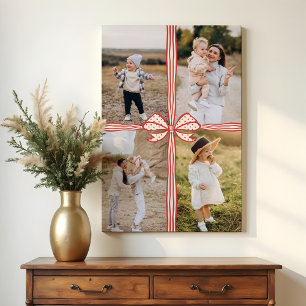 Elegant Bow & Ribbon Present Family Photo Collage Canvastryck