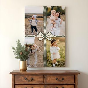 Elegant Bow & Ribbon Present Family Photo Collage Canvastryck