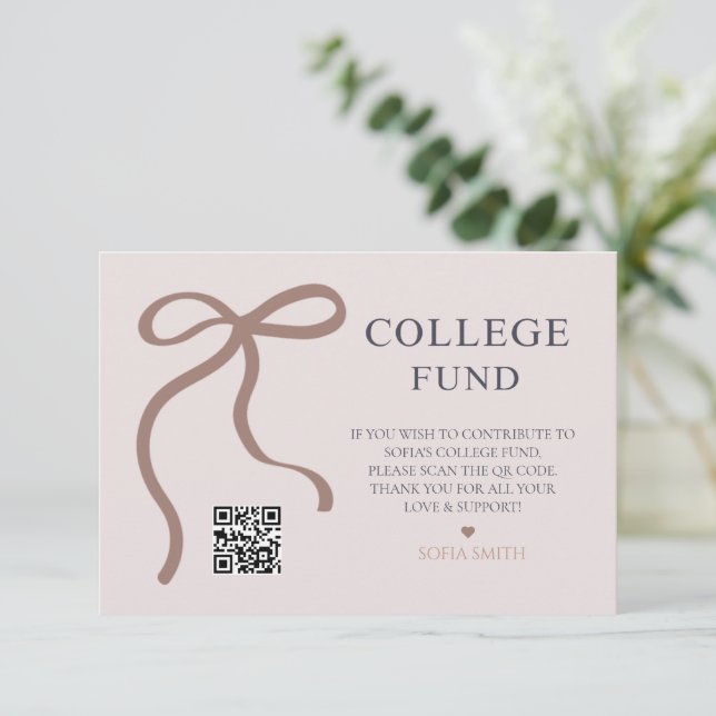 Elegant Bow Studenten College Fund QR-kod Tack Kort (Stående Fram)