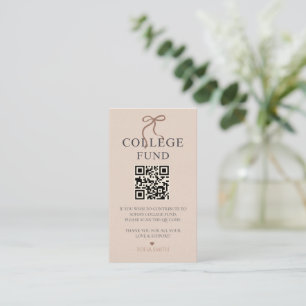 Elegant Bow Studenten College Fund QR-kod Visitkort